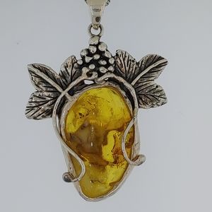 Sterling Silver One of a Kind Amber Necklace